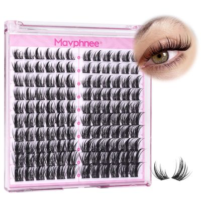 Natural Lash Clusters Spiky Eyelash Extensions Wispy Individual Lashes Manga Eyelash Individuals 120 Pcs CC Curl Cluster Eyelash Extensions 10-16MM Mixed DIY Lash Extensions by Mavphnee