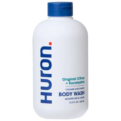 Huron Mens Moisturizing Body Wash - Crisp &amp; Invigorating Scent of Citrus, Eucalyptus, Mint, &amp; Aromatic Greens - Made With Coconut Oil, Vitamin E &amp; Witch Hazel - Vegan, Cruelty-Free - 12.2 fl oz