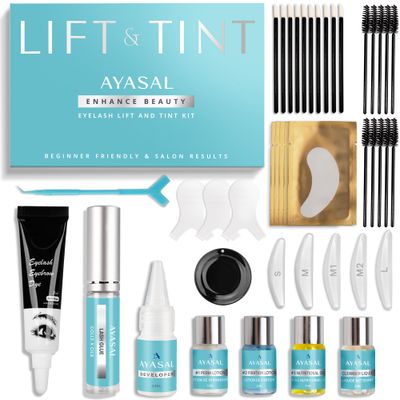 AYASAL Lash Lift and Coloring Kit Korean Formula Eyelash Perm, Non-Irritating Gentle Eyelash Lift Kit, Thio-Free Formula for Lash Lifting and Coloring - with Detailed Instructions for Home Use