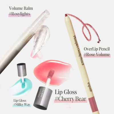 Espoir Plumpies Lip Colloection OverLip Pencil #Rose Volume Pencil Type Color Lip Liner with Plumping Effects Sharpener Included for Define Lip Lines Voluminous Lip Makeup with MLBB Color