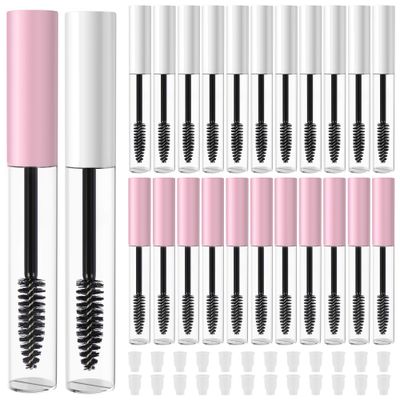 RONRONS 24 Pieces 10ml Mini Mascara Tube Empty Castor Oil Container with Cap Eyelash Wand Brush and Rubber Inserts for Home and Travel DIY Makeup Artist