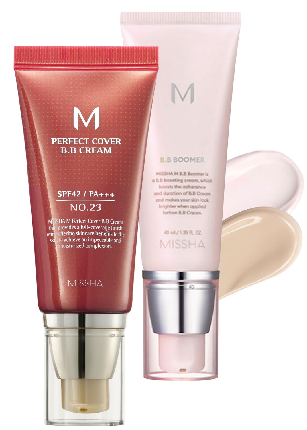 MISSHA BB ESSENTIALS KIT M PERFECT COVER BB CREAM No.23 Natural BeigeSPF 42 PA 1.69 oz &amp; M BB Boomer 1.35 oz -Lightweight, Multi-Function, High Coverage