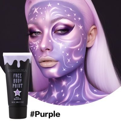BOBISUKA Purple Face Body Paint, Blendable Cream Face Painting Kit, Colored Eye Black for Sports, Facepaint for Halloween Cosplay, Costume, Parties, SFX Special Effect Makeup2.1 Fl.oz