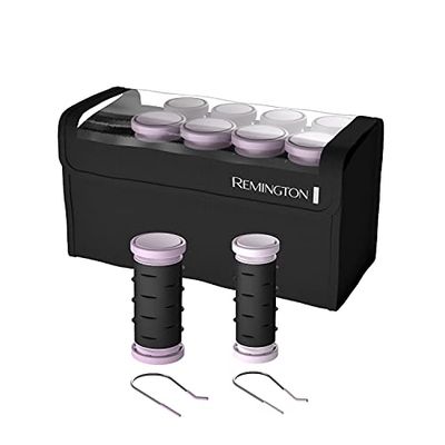 Remington Compact Ceramic Dual Voltage Hot Rollers for Long and Short Hair, Hair Setters, Hair Curlers, 1-1 &quot; PurpleBlack, 10 Piece Set