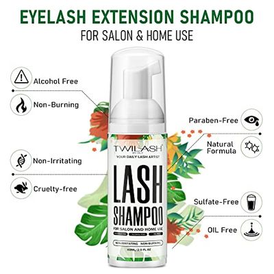 Lash Shampoo for Lash Extensions 2 Fl Oz  60ml - Includes Lash Shampoo Brush for Cleansing - Eyelash Extension Cleanser for Professional Salon and Home Use