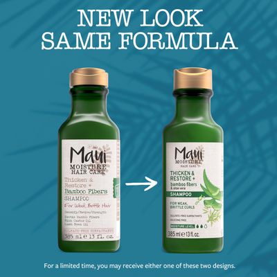 Maui Moisture Thicken &amp; Restore  Bamboo Fibers Strengthening Shampoo to Soften Transitioning or Natural Hair &amp; Renew Brittle Hair, Vegan, Silicone &amp; Paraben-Free, 13 fl oz