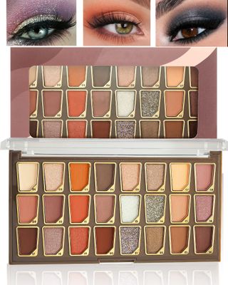24 Colors High Pigmented Glitte Matte Eyeshadow Makeup Palette Blendable Long Lasting Eye Shadow Neutrals Smoky Multi Reflective Shimmer Pearls Eye Shadow Palette, Christmas Makeup Gift for Women #M1