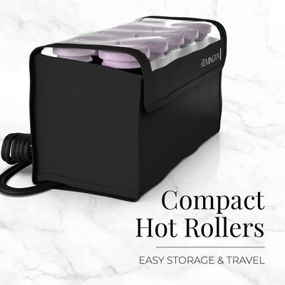 Remington Compact Ceramic Dual Voltage Hot Rollers for Long and Short Hair, Hair Setters, Hair Curlers, 1-1 " PurpleBlack, 10 Piece Set