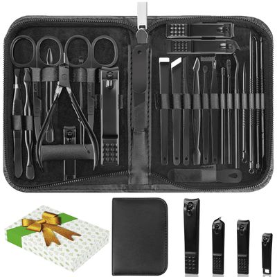 Manicure Set, Professional Nail Clippers Pedicure Kit 26 Pieces Nail Care Tools for Travel &amp; Grooming (Black)
