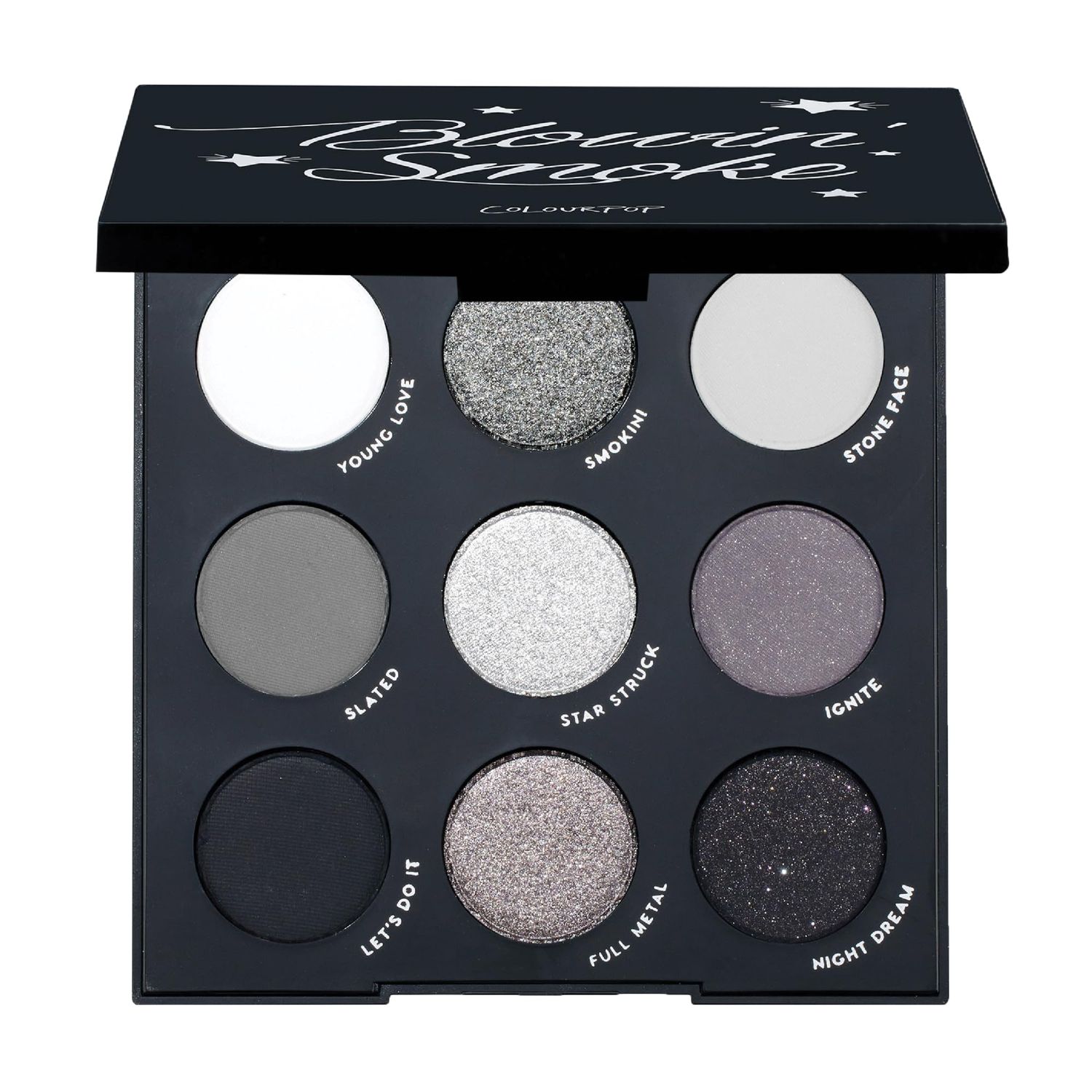 ColourPop Blowin&#39; Smoke Eyeshadow Palette - Silver Eyeshadow and Smokey Eye Eyeshadow Palette with Metallic and Matte Finishes - High-Pigment Eye Makeup with a Long-Wearing Formula (0.3 oz)