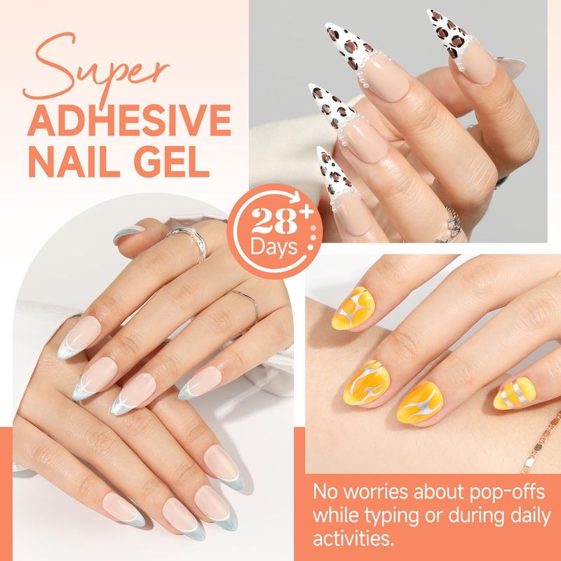UNA GELLA Soft Gel Nail Tips Glue Gel Solid Nail Glue Gel 15ml Lamp Curing Needed Solid Soak Off Glue Super Strong Nail Glue Gel for Acrylic Nails Extension Fake Nails Press On Nails