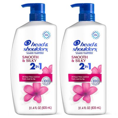 Head &amp; Shoulders 2-in-1 Dandruff Shampoo and Conditioner, Anti-Dandruff Treatment, Smooth &amp; Silky, 31.4 fl oz Each, Twin Pack