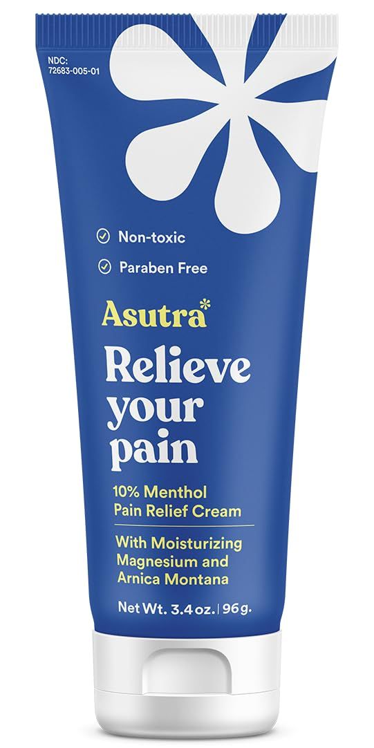 ASUTRA Relief Cream with Magnesium, 3.38 oz - Cooling Sensation, Temporary Relief from Muscle Discomfort and Soreness, Shea Butter &amp; Almond Oil, Magnesium, 10% Menthol, and Arnica Montana