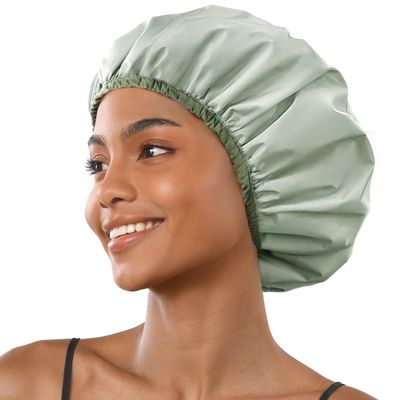 Yanibest Waterproof Shower Cap for Women, Reusable Double Layer Shower Cap, Non-Slip Shower Cap for Most Hair Types, One Size