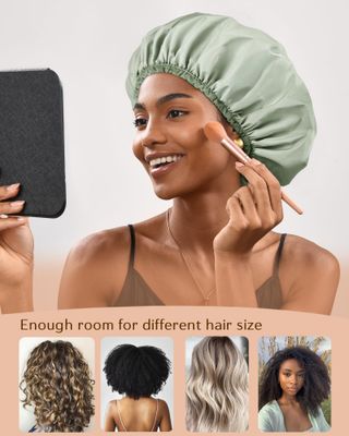Yanibest Waterproof Shower Cap for Women, Reusable Double Layer Shower Cap, Non-Slip Shower Cap for Most Hair Types, One Size