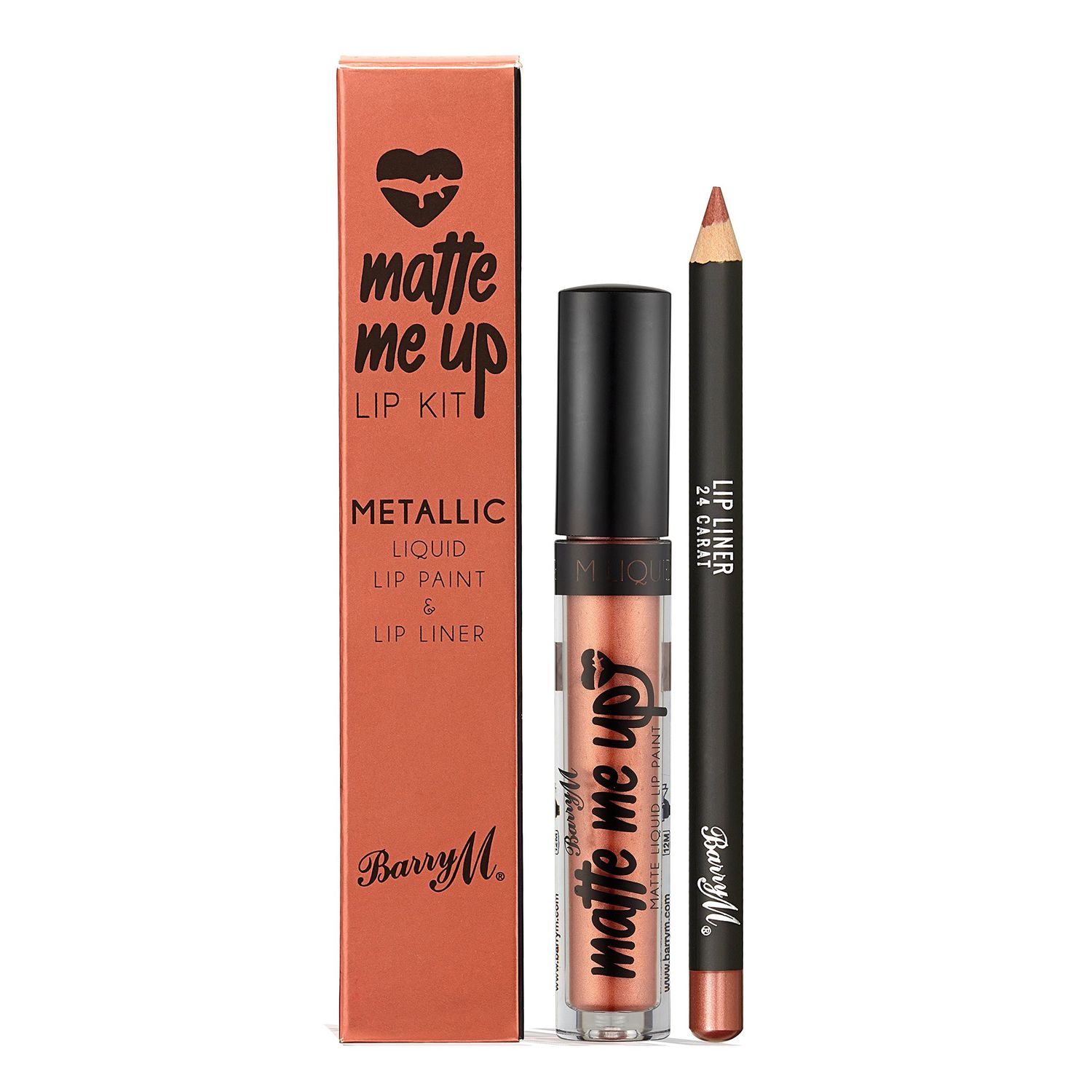 Barry M - Ultra-Long Wearing, Non-drying, Matte Me Up - Metallic Lip Paint and Lip Liner - 24 Karat