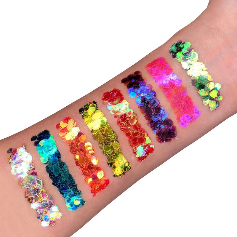 Iridescent Chunky Face &amp; Body Glitter Gel by Moon Glitter - 0.40fl oz - Glitter Face Paint - Set of 8 colours