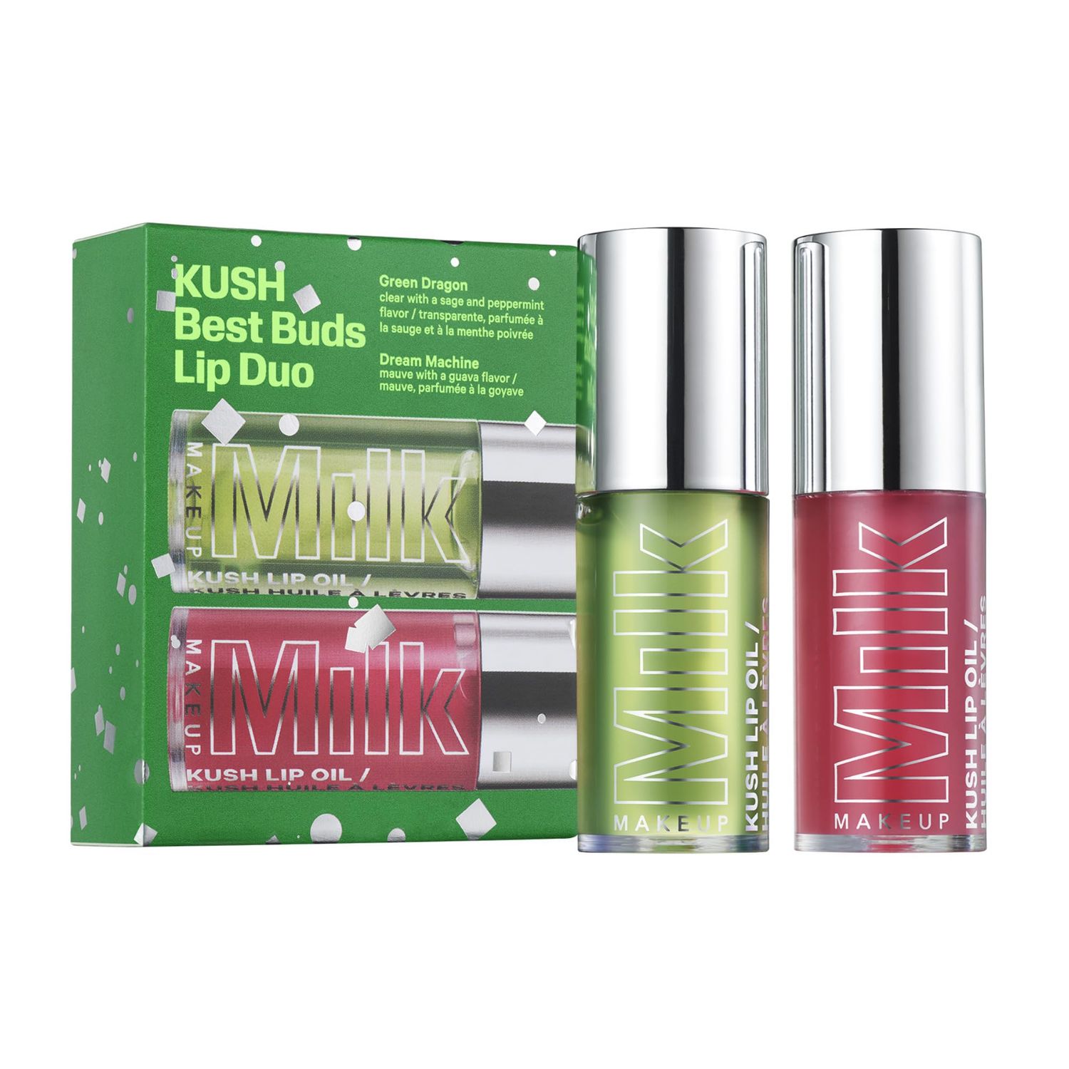 Milk Makeup KUSH Best Buds Lip Duo - Hydrating Lip Oil Set - Includes 2 Tints Green Dragon  Dream Machine - Lightweight, Non Greasy, Non Sticky - Vegan, Cruelty Free