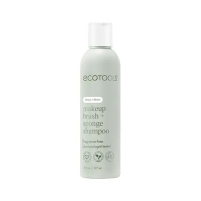 EcoTools Cleanser Shampoo for Makeup BrushSpongePuffs, Remove Makeup &amp; Impurities, Fragrance-Free, No Harsh Chemicals, Vegan &amp; Cruelty-Free, 6 fl.oz.177 ml, 1 Count