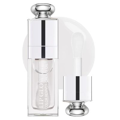 Hydrating Moisturizing Lip Glow Oil, Nourishing Glossy Transparent Plumping Oil, Non-sticky Tinted Toot Lip Balm for Lip Care (CLEAR) 0.2 OZ