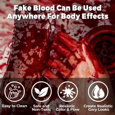 BOBISUKA Fake Blood Spray for Cosplay - Vampire Blood Washable for Clothes and Face - Fake Blood Makeup