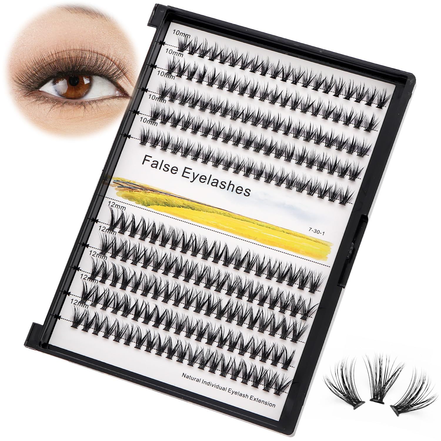 Vayator 1012mm Mixed 1214mm Mixed Tray Mink Eyelash Extension Natural 3D Russian Volume Faux Eyelashes Individual 20D Cluster Lashes Makeup (10mm12mm Mixed)