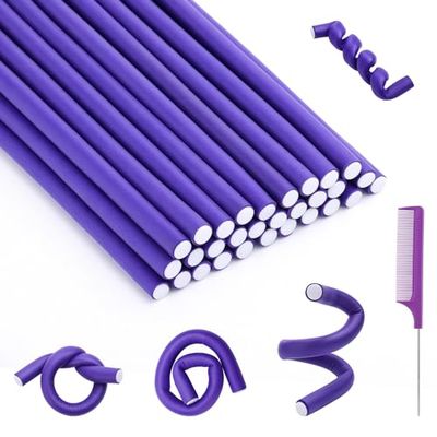 30Pcs Small Foam Hair Curlers, 9.45&quot; Length x 0.47&quot; Diameter, No-Heat Flexible Curling Rods for Short, Medium and Long Hair