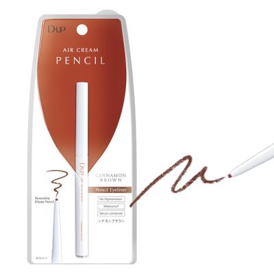 D-UP Pencil Eyeliner, Smooth Eye Makeup, Waterproof &amp; Smudge Resistant Eye Liner, Japanese Brown Eyeliner Pencil for Women, Waterline Oval Shaped Liner Pencil, Air Cream Cinnamon Brown, 0.04 Oz