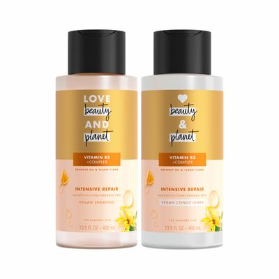 Love Beauty and Planet Coconut Oil &amp; Ylang Hope and Repair Shampoo and Conditioner for Dry and Damaged Hair 2 Count, 13.5 oz each, Paraben , Silicone Free, Vegan