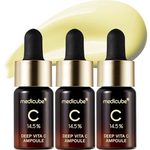Medicube Deep Vita C Serum 2.0 || 14.5% Pure Vitamin C reduce the appearance of hyperpigmentation, dark spots, and blemishes | 16 self-tests complete | Korean skincare (10g  3 bottles)