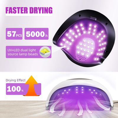 220W UV LED Nail LampUV Light for Nails Gel Polish with 57 Lamp Beads 4 Timer Setting & LCD Touch Display Screen, Auto Sensor, Professional Nail Light UV Nail Lamp for Gel Nails