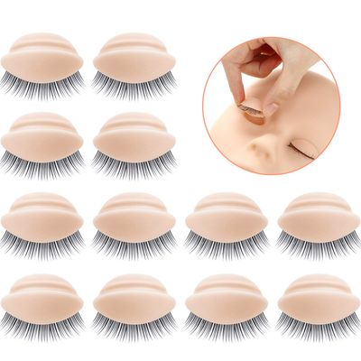 2 Boxes 6 Pairs Replacement Eyelids for Mannequin Head Removable Realistic Eyelids with Eyelashes Mannequin Head Eyelids for Eyelash Training Practice Makeup Eyelash Extensions (Light Color)