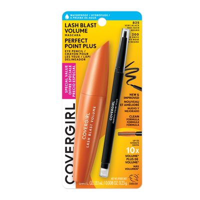 Covergirl Lash Blast Volume Waterproof Mascara, Very Black &amp; Perfect Point Plus Eyeliner Pencil, Black Onyx
