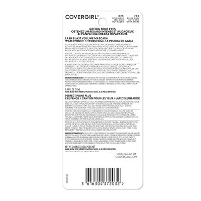 Covergirl Lash Blast Volume Waterproof Mascara, Very Black &amp; Perfect Point Plus Eyeliner Pencil, Black Onyx