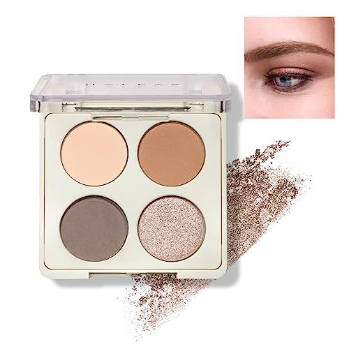 HALEYS Eyeshadow Quad Palette - Re-play Long-Wearing, Talc-Free, Easy-To-Use Buttery velvety Shades, The Everything Eye Makeup Palette, Matte and Glitter powders, Smooth Blending, Pigmented, Vegan