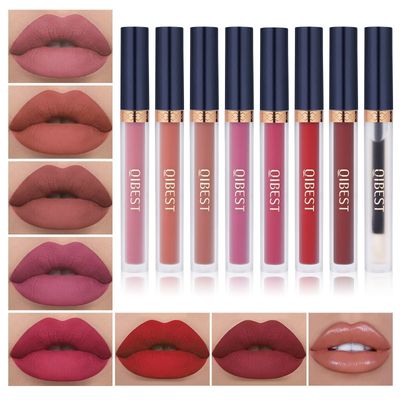 QiBest 7Pcs Matte Liquid Lipstick  1Pcs Lip Plumper Makeup Set Kit, Pigmented Long Lasting Lip Gloss Set, Velvet Waterproof Halloween Lip Makeup Valentine&#39;s Day Gift Sets for Girls and Women