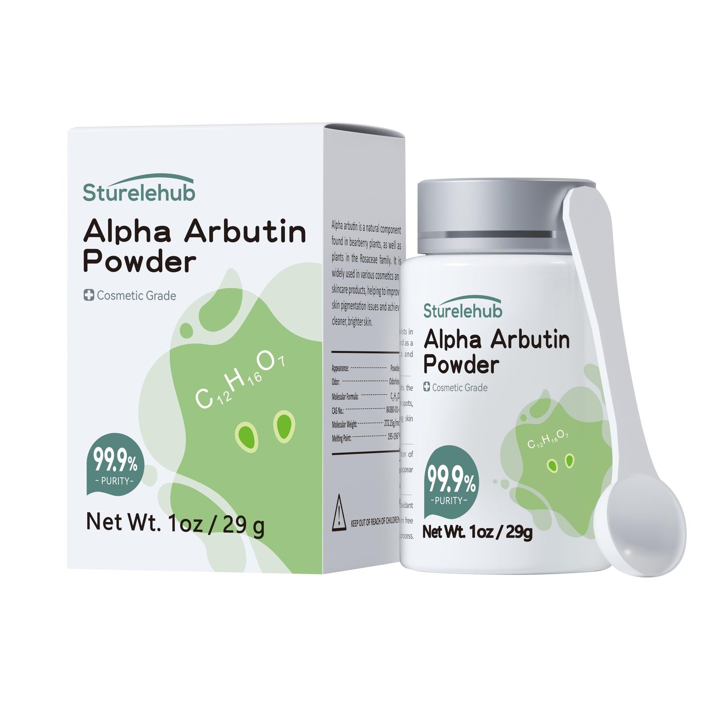 Alpha Arbutin Powder, 1OZ 99.9% Purity, Cosmetic Grade, Alpha Arbutin Powder for Homemade Cosmetics