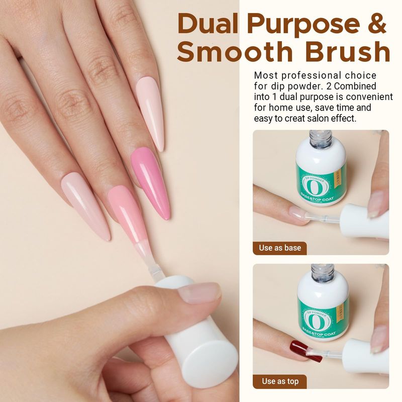 AZUREBEAUTY 2 Combined into1 Dip Powder Base &amp; Top Coat with Activator, 0.5ozBottle, Fast Drying, No Lamp Needed, for Nail Kit