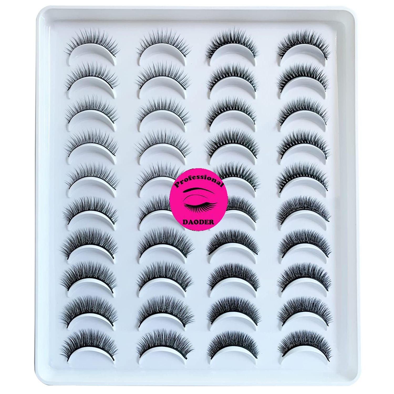 DAODER Lashes Short Eyelashes Natural Look Faux Mink Lashes Wispy Medium Length False Eyelashes 911mm Reusable Eye Lashes Pack Variety Styles 20Pairs Black