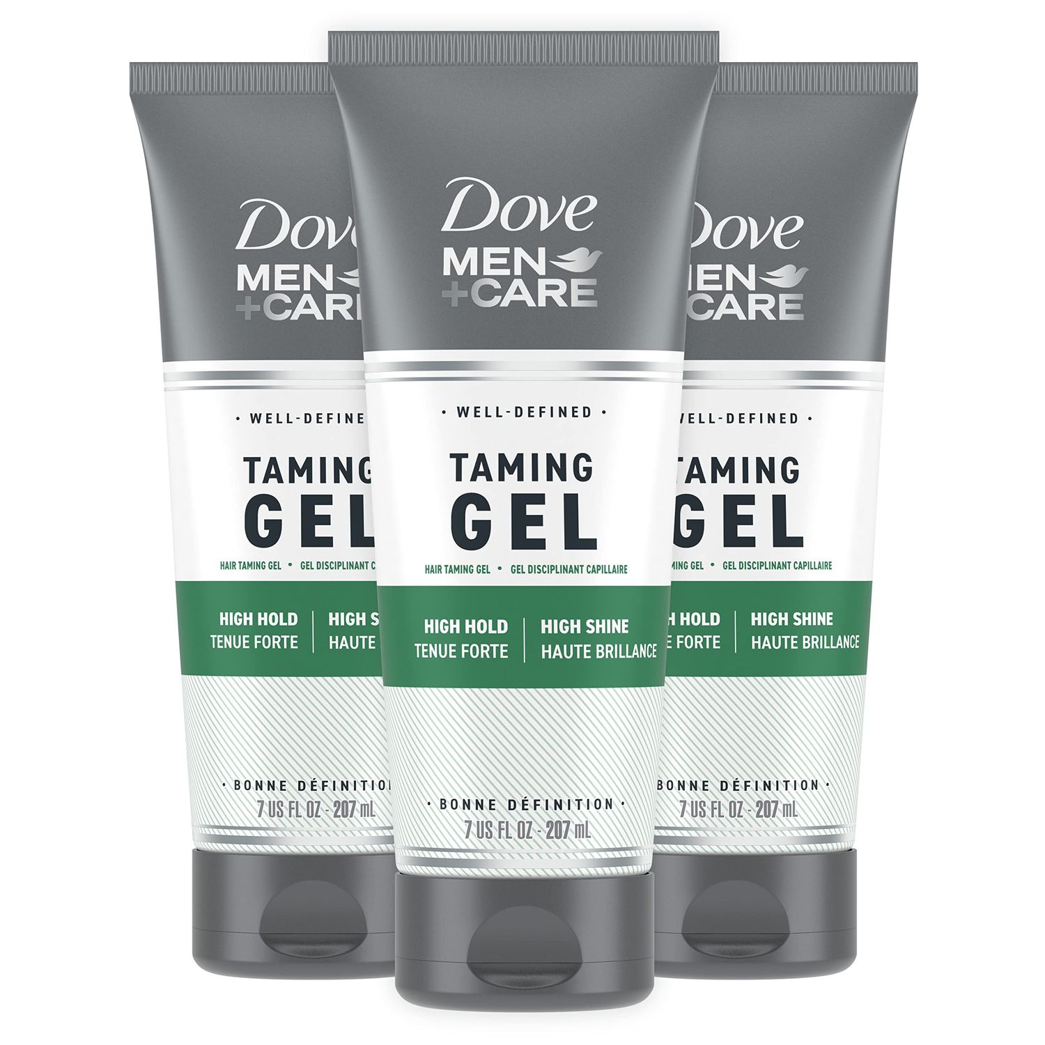 DOVE MEN  CARE Styling Gel for a Strong Hold Hair Taming Gel Hair Styling Product for Thicker and Healthier Looking Hair, 7 Fl oZ (Pack of 3)