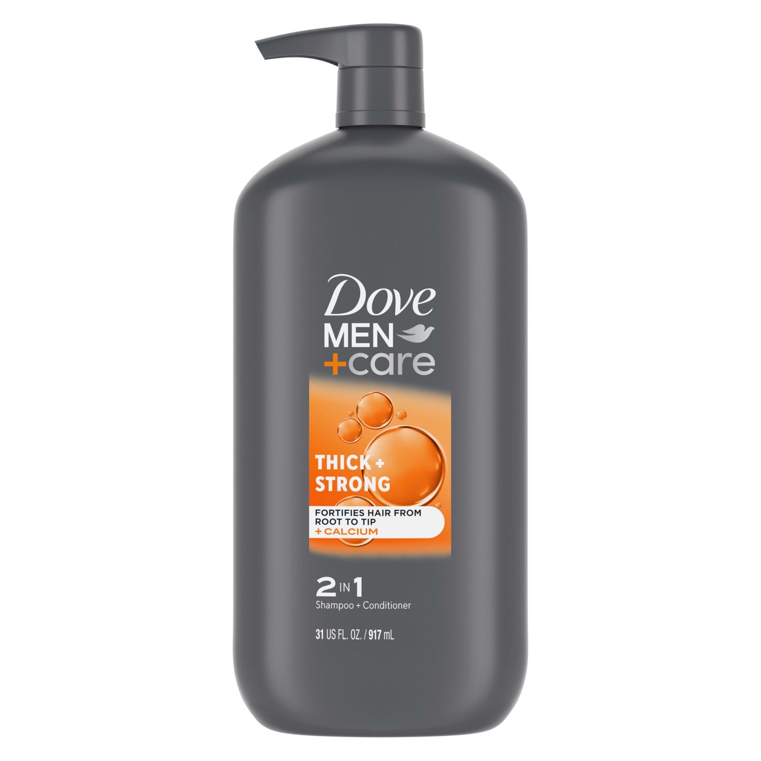 DOVE MEN  CARE 2-in-1 Shampoo  Conditioner Thick  Strong for Fortifying Hair from Root to Tip, with Calcium, 31 oz