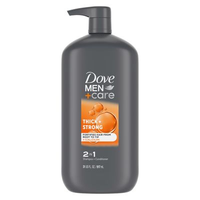 DOVE MEN  CARE 2-in-1 Shampoo  Conditioner Thick  Strong for Fortifying Hair from Root to Tip, with Calcium, 31 oz