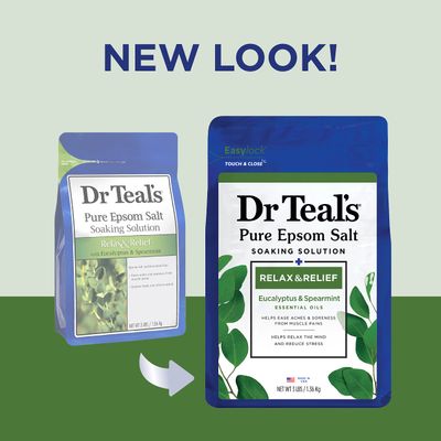 Dr Teal's Pure Epsom Salt, Relax &amp; Relief With Eucalyptus And Spearmint, 3 lb (Pack of 4) (Packaging May Vary)