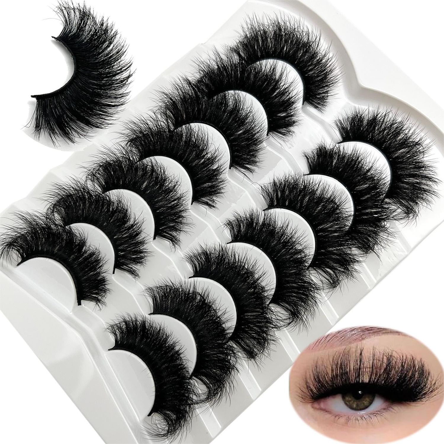 loladook Mink Lashes Fluffy Long 3D Faux Mink Lashes Wispy 2025mm Big Dramatic Strip Lashes That Look Like Extensions Thick Cat Eye Lashes Pack False Eyelashes