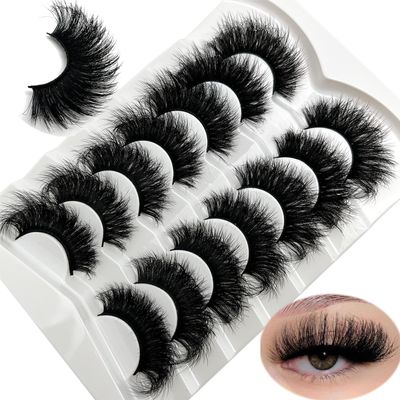 loladook Mink Lashes Fluffy Long 3D Faux Mink Lashes Wispy 2025mm Big Dramatic Strip Lashes That Look Like Extensions Thick Cat Eye Lashes Pack False Eyelashes
