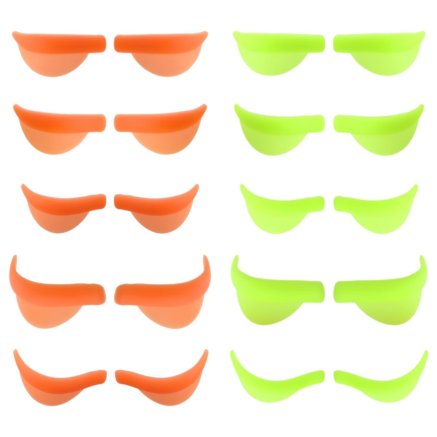 Thinp 20 Pcs Silicone Lash Lift Pads,Lash Lift Shields with XSSMLXL 5 Size Reusable Lash Lift Shields for Lash Lifting Eyelash Perm Soft Silicone Pads Lash Lift Supplies10 Green10 Orange