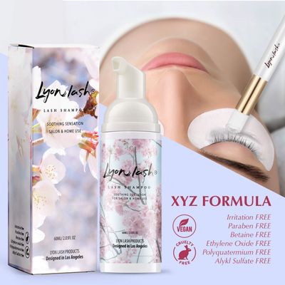 Eyelash Extension Shampoo - Lyon Lash Eyelid Foam CleanserGentle Formula for Sensitive peopleParaben & Sulfate FreeRemove Eye Makeup & Oil & DustFor Salon and Home Use (60ml without brushes)