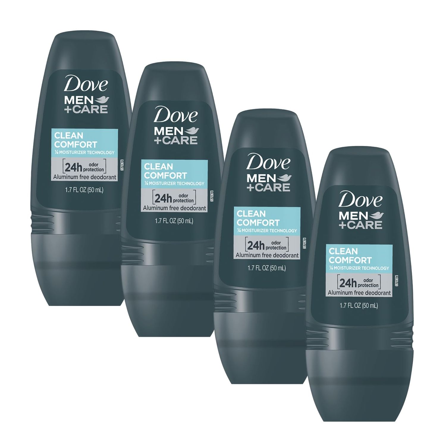 Dove MenCare Clean Comfort Roll on Deodorant, Aluminum Free, For All Day Underarm Odor Protection, 4-Pack, 1.7 Fl Oz Each, 4 Bottles