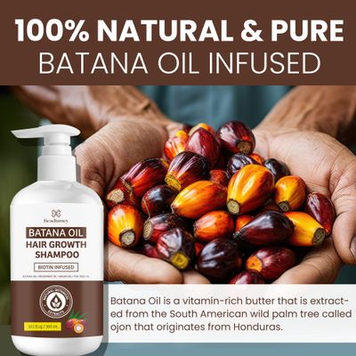 Beadlamey  Batana Oil Hair Growth Shampoo Natural Hair Loss Shampoo for Thinning Hair for Women and Men - Daily Hair Care at Home - 10.1 fl.oz