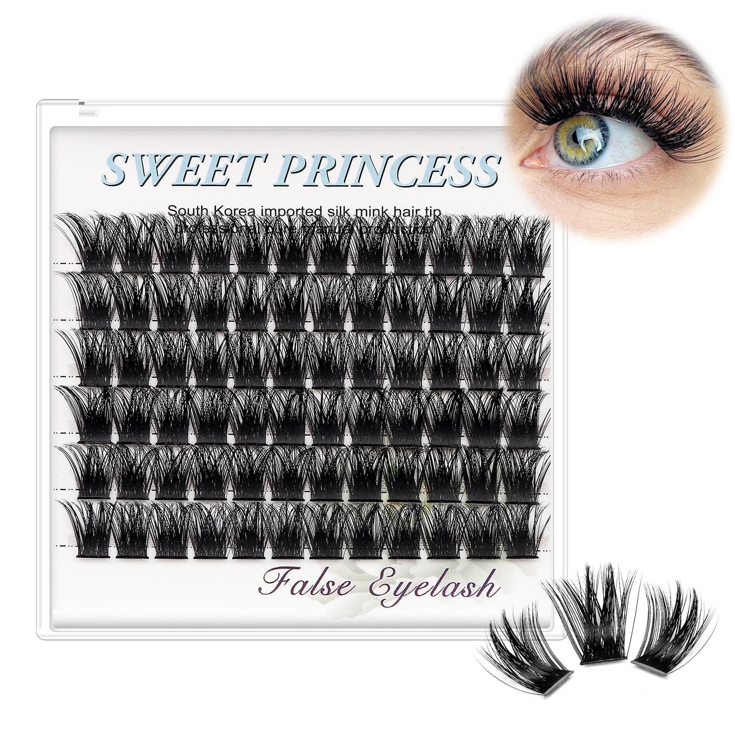Bodermincer 72 Cluster Bundles 3D Effect Glue Bonded Individual LashEyelash Extensions Natural Style (12MM)